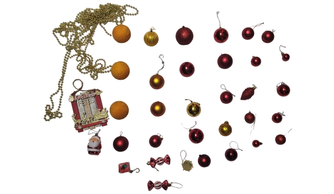 Photo boules de Noël + décorations rouge orange