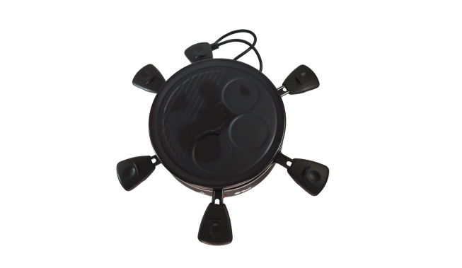 Appareil à raclette - Black Pearl de face avec les poêlons