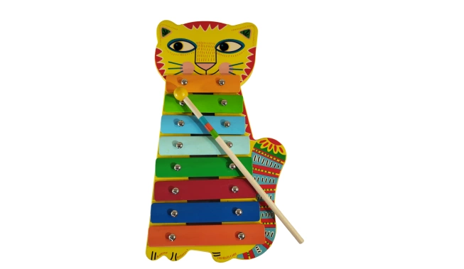 Xylophone chat de face avec sa baguette
