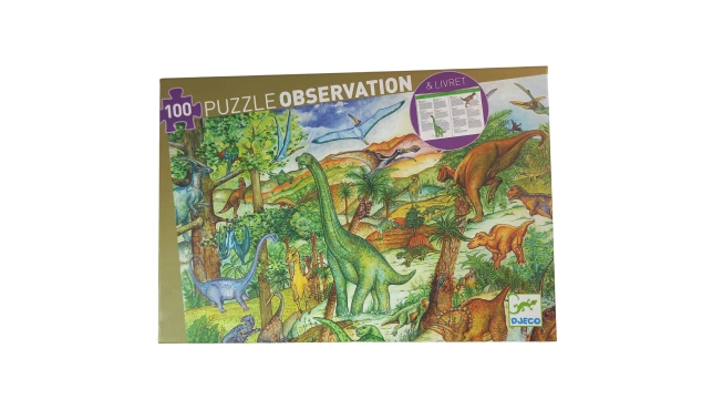 Photo de Puzzle 100 Pièces Observation Dinosaures - Djeco devant