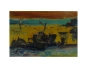 Peinture à l'huile "Barque de pêche" de J. M. PERRIN